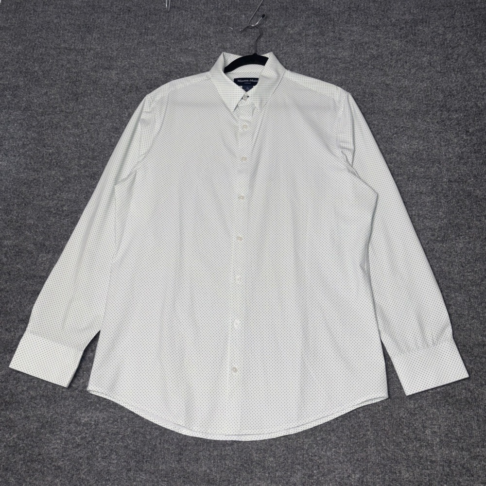 Mizzen+Main Button Down Mens L White Leeward Trim Fit Geometric Performance